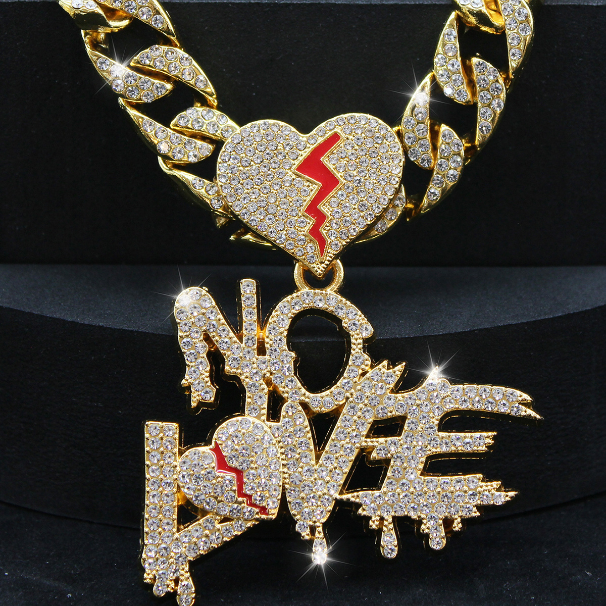 Men's Rhinestone Love No Love Hip Hop Necklace